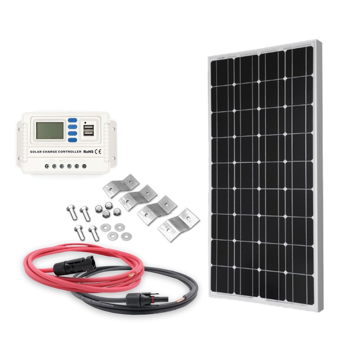 100 Watt Solar Panel Kit with PWM Charge Controller