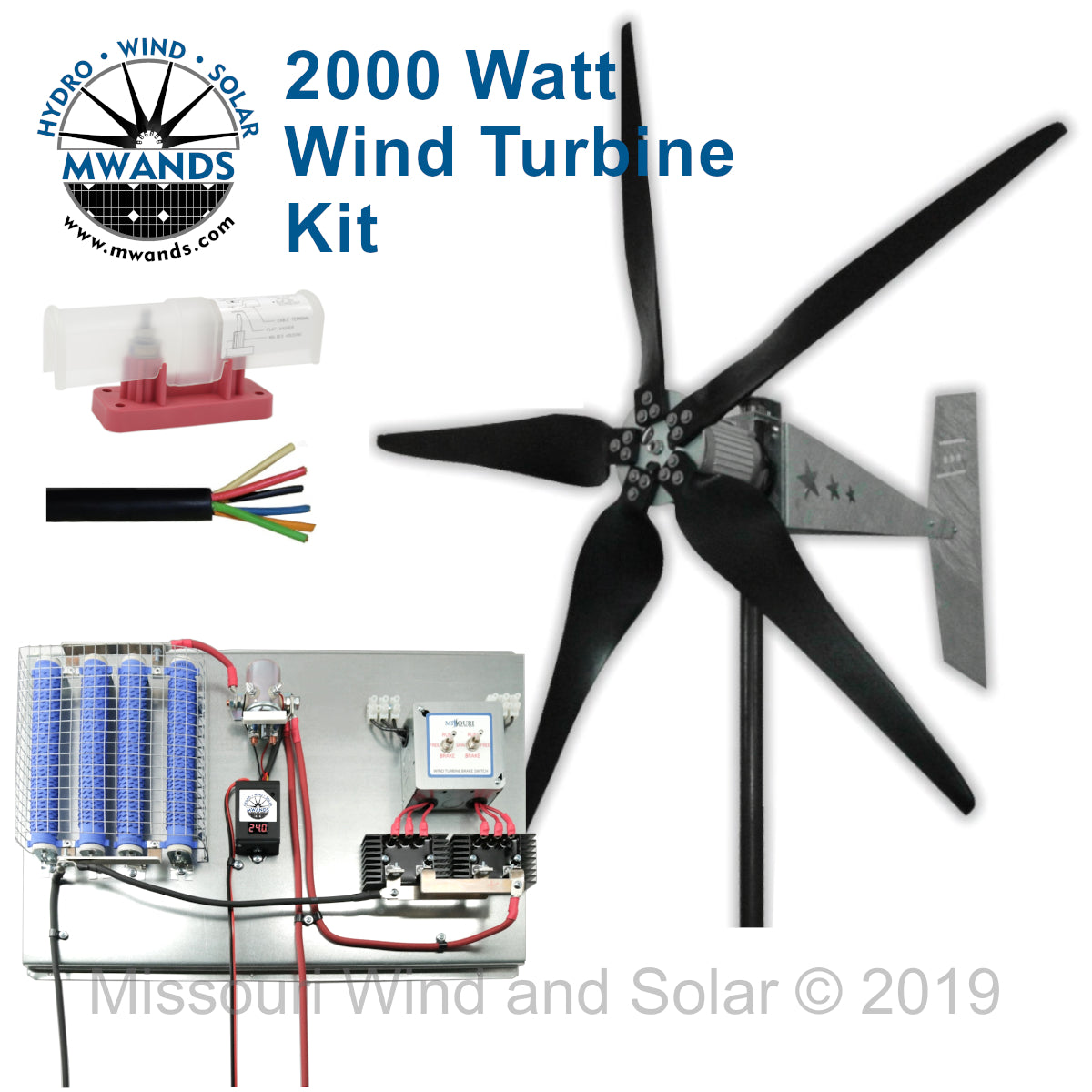 2000 Watt | Freedom™ Basic Wind Turbine Kit for Lead Acid Batteries