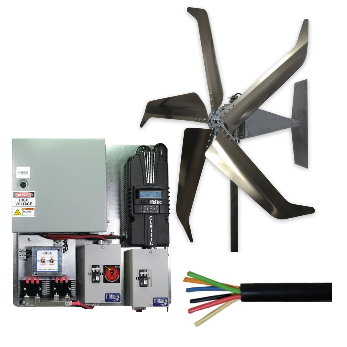 5 Blade Falcon Wind Turbine Kit with Pre-Wired MPPT Charge Controller Board