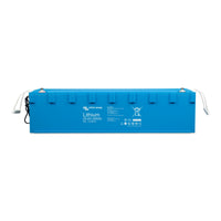 Blue 300 Ah lithium battery on a white background
