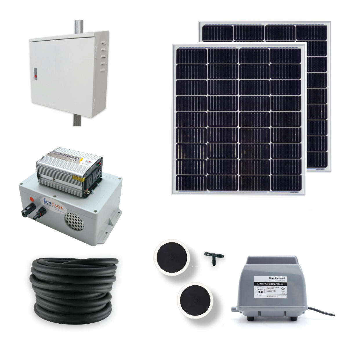 200 Watt Solar Pond Aeration Kit with Box for Small Ponds