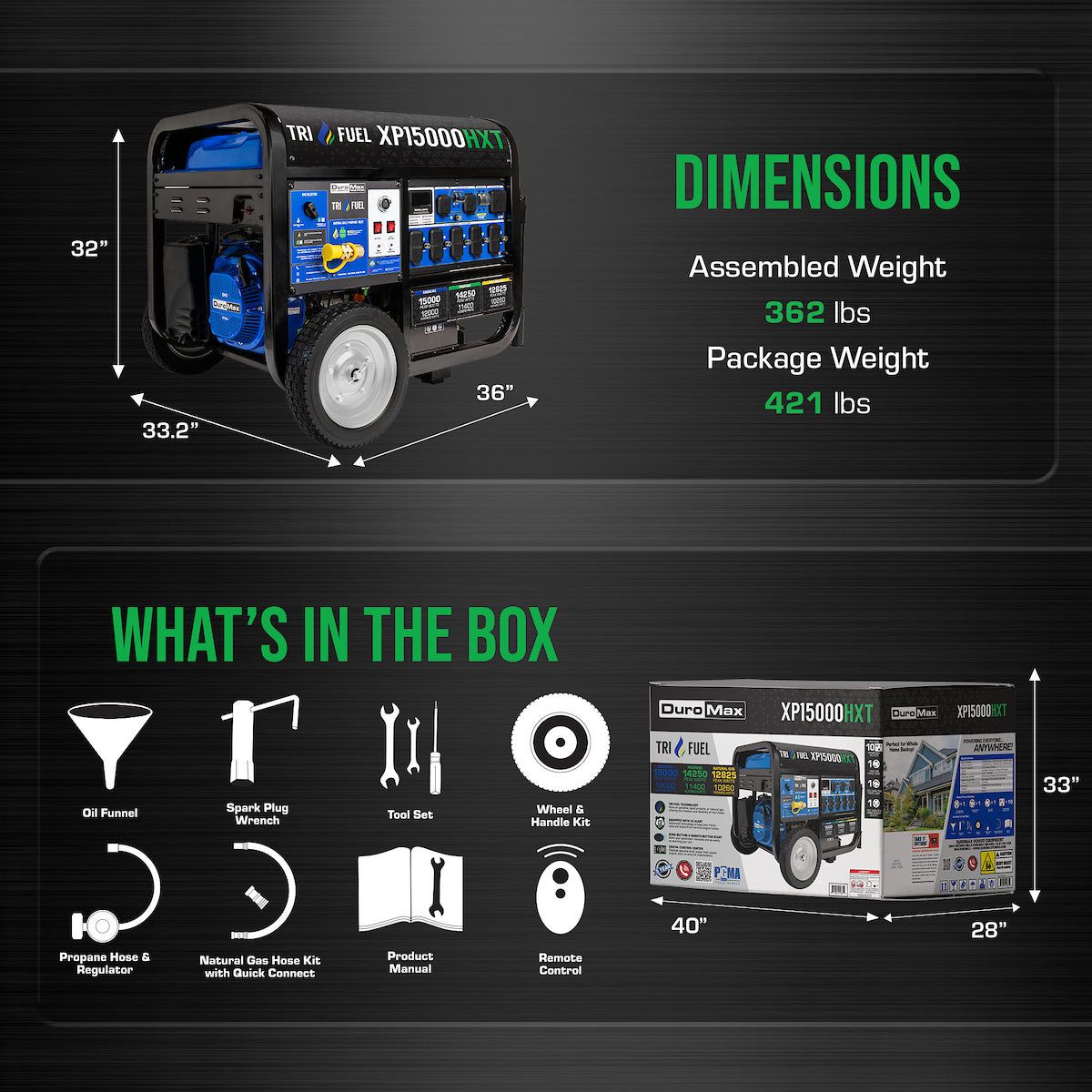 DuroMax 15000 Tri Fuel Watt Portable Generator