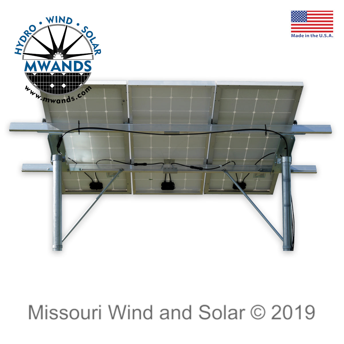 Triple 100 Watt Solar Panel Top of Pole Mounting Rack