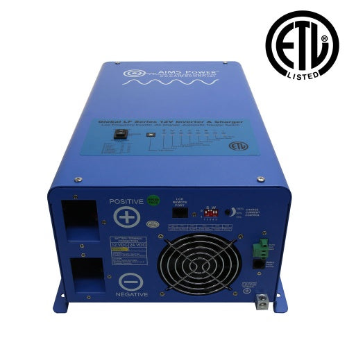 3000 Watt 12VDC 120VAC Pure Sine Inverter Charger - UL 458 LISTED