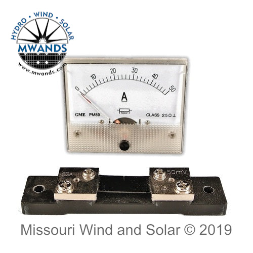 50 Amp Analog Style DC Meter with Shunt